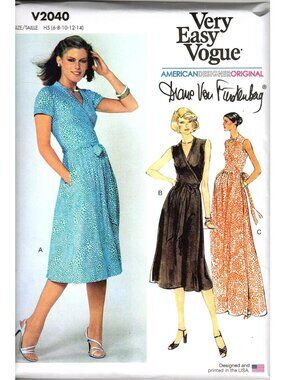 Vogue V2040 Misses 6 to 14 Diane Von Furstenberg Dresses Uncut Sewing Pattern